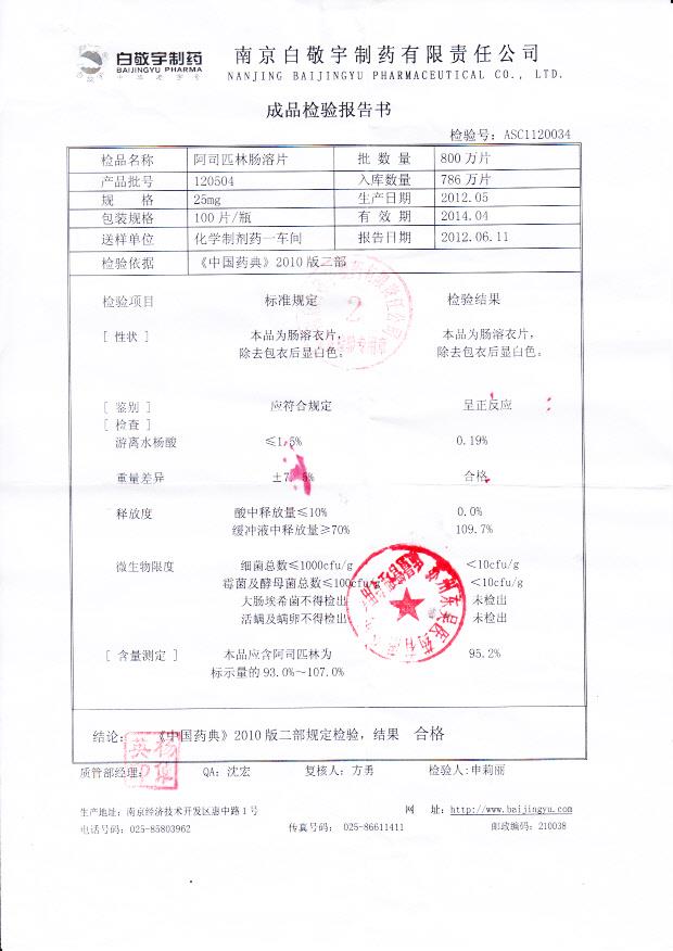 120504阿司匹林肠溶片