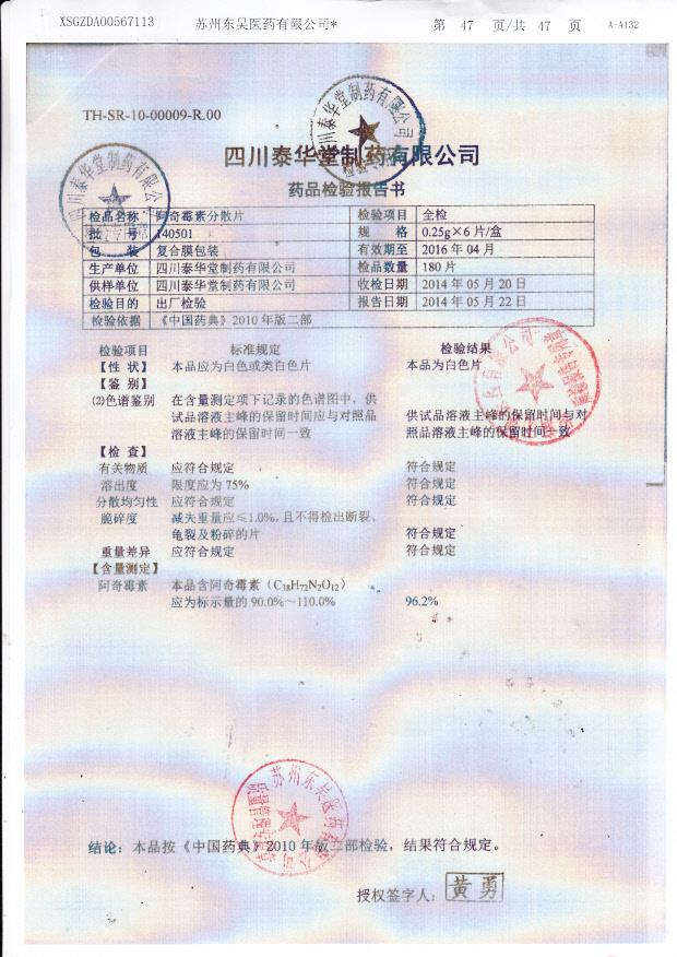 140501阿奇霉素分散片