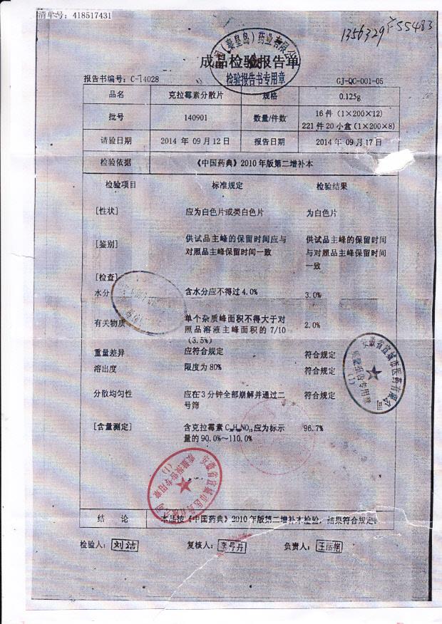 140901克拉霉素分散片