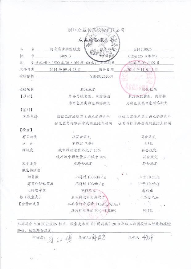 140913阿奇霉素肠溶胶囊