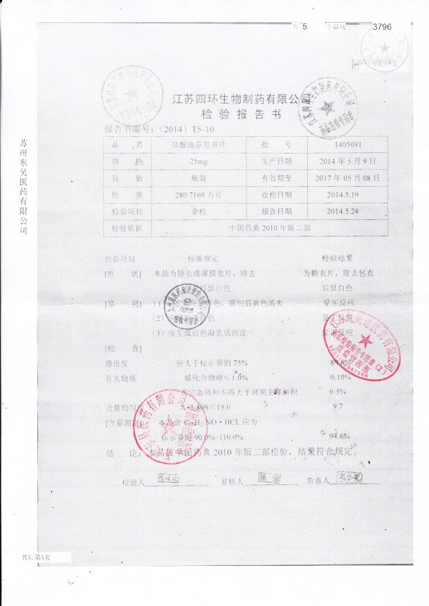 1405091盐酸地芬尼多片