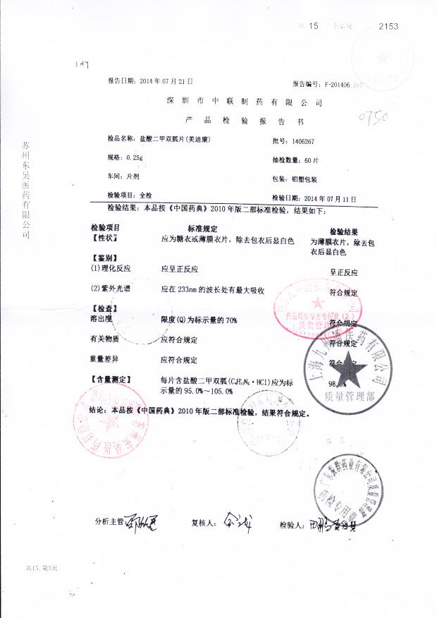 1406267盐酸二甲双胍片（美迪康）