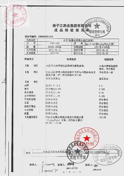 13051531盐酸左氧氟沙星注射液