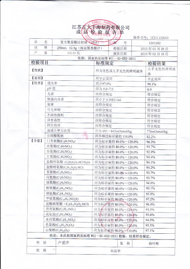 1301282复方氨基酸注射液（18AA）