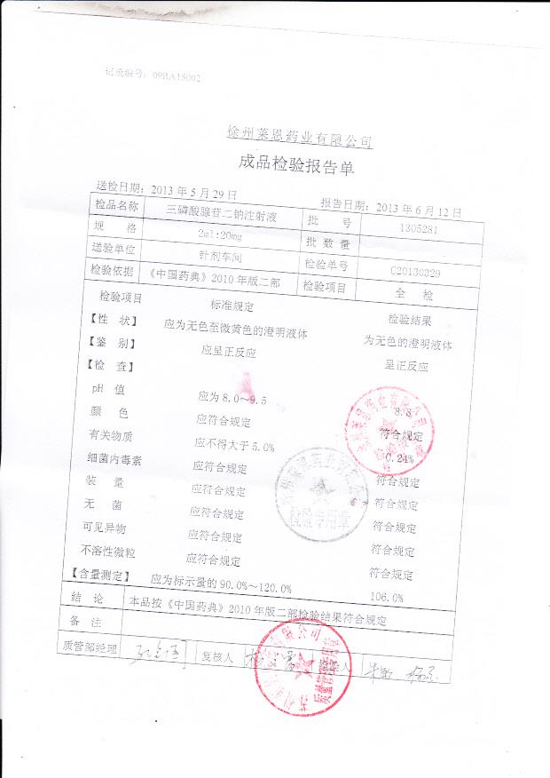 1305281三磷酸腺苷二钠注射液