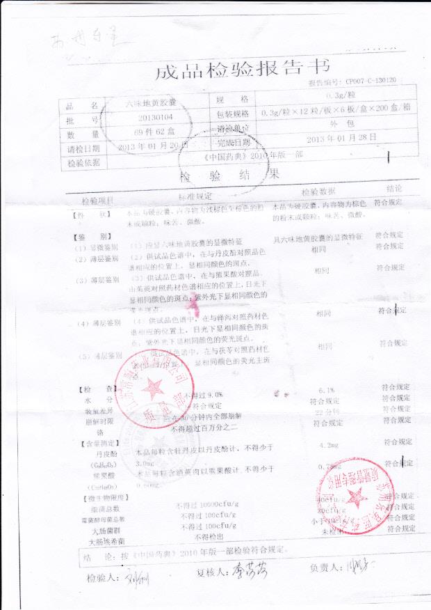 20130104六味地黄胶囊