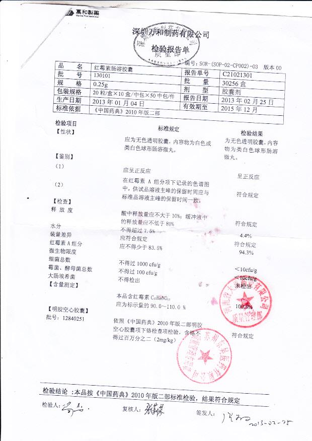 130101红霉素肠溶胶囊