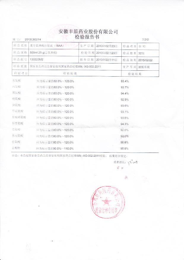 130223M2复方氨基酸注射液（18AA）2