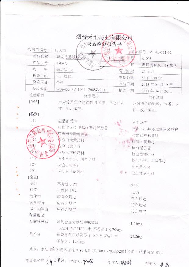 130473防风通圣颗粒