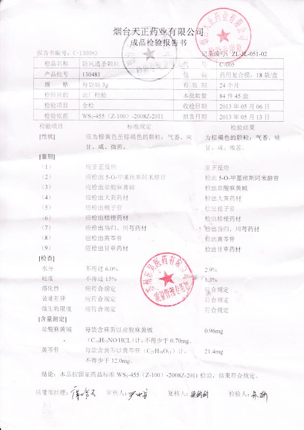 130481防风通圣颗粒