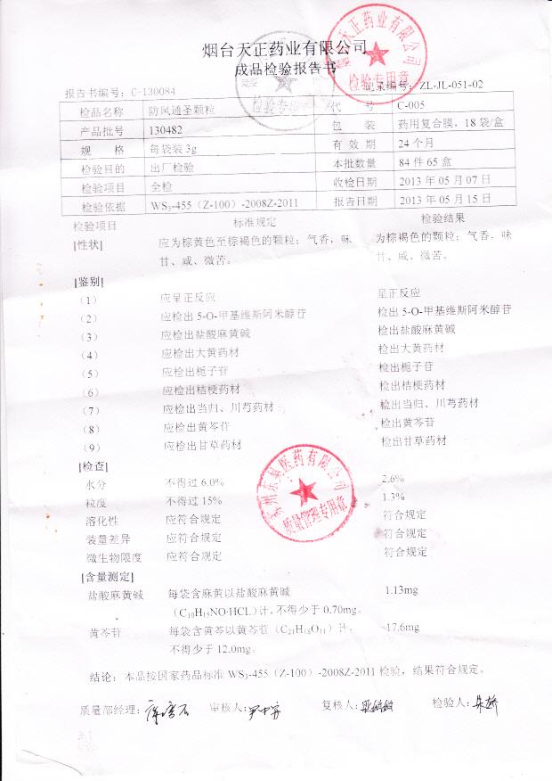 130482防风通圣颗粒