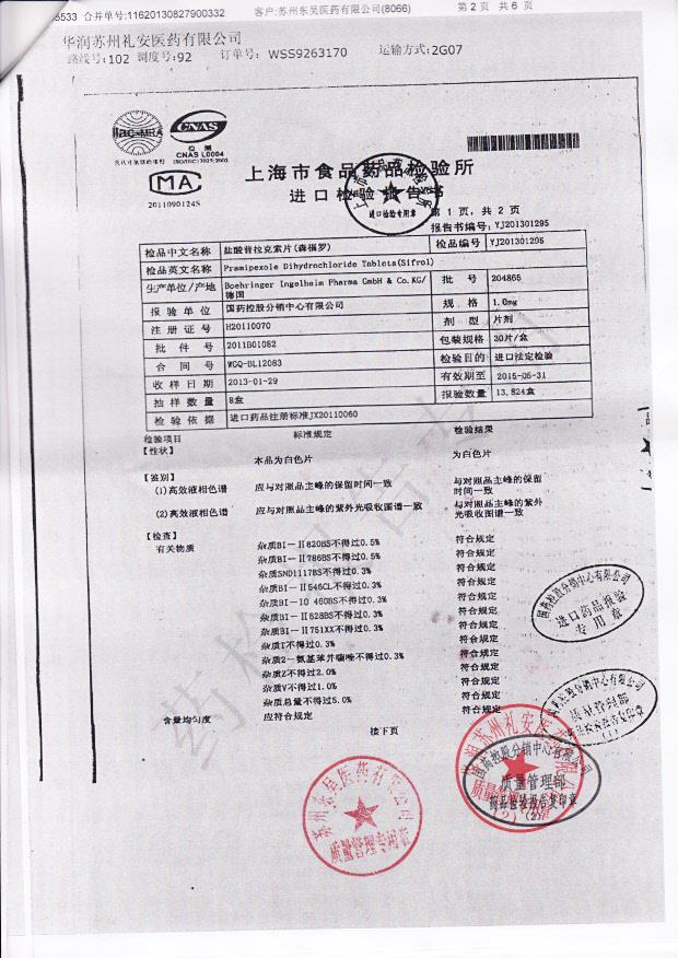 204865盐酸普拉克索片2