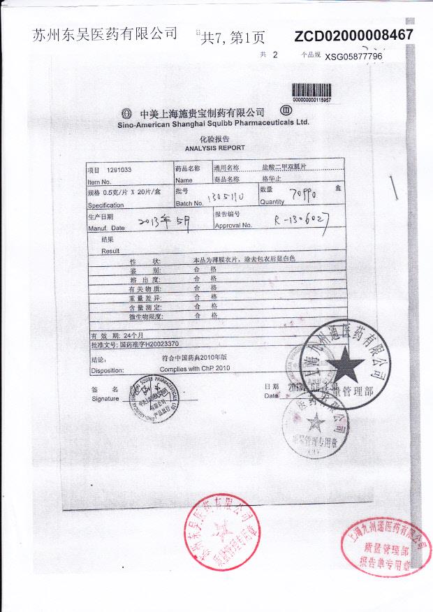 1305110盐酸二甲双胍片