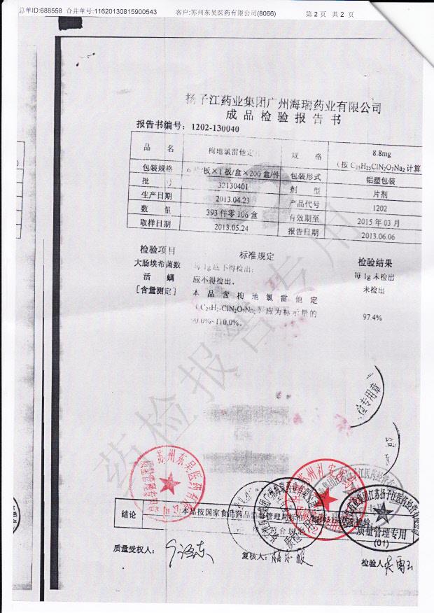 32130401枸地氯雷他定片2