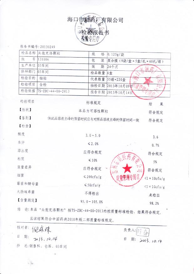 131006头孢克洛颗粒