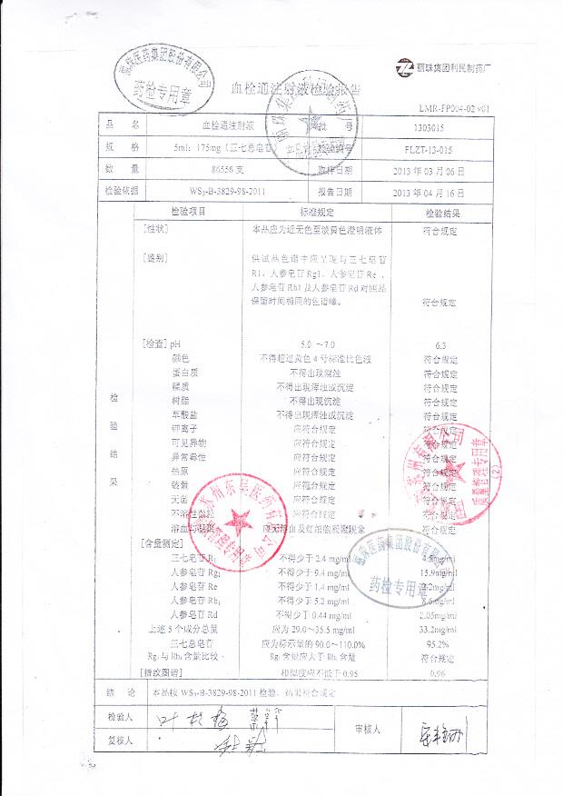 1303015血塞通注射液