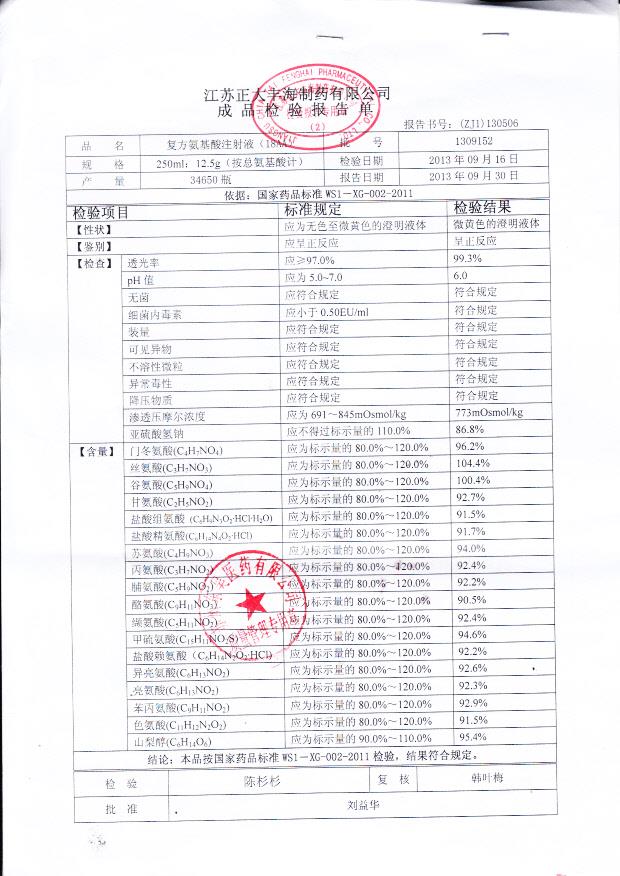 1309152复方氨基酸注射液（18AA）