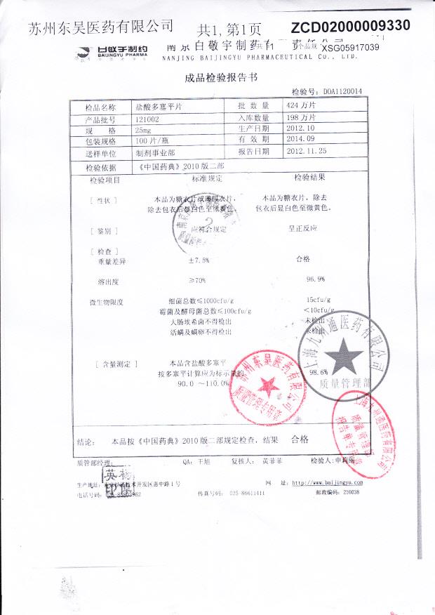 121002盐酸多塞平片