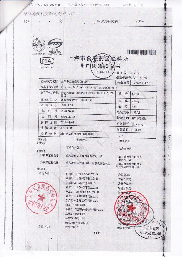 206702盐酸普拉克索片2