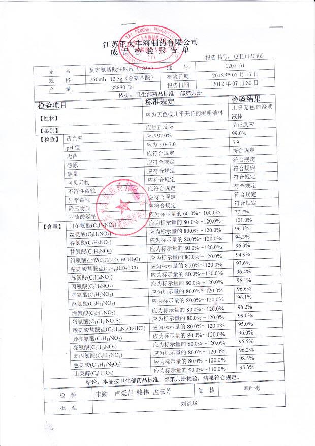 1207161复方氨基酸注射液（18AA）