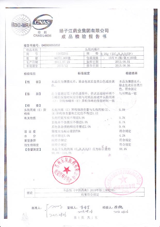 13072311头孢丙烯片