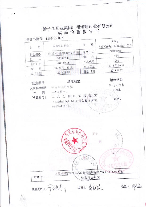 32130706枸地氯雷他定片2