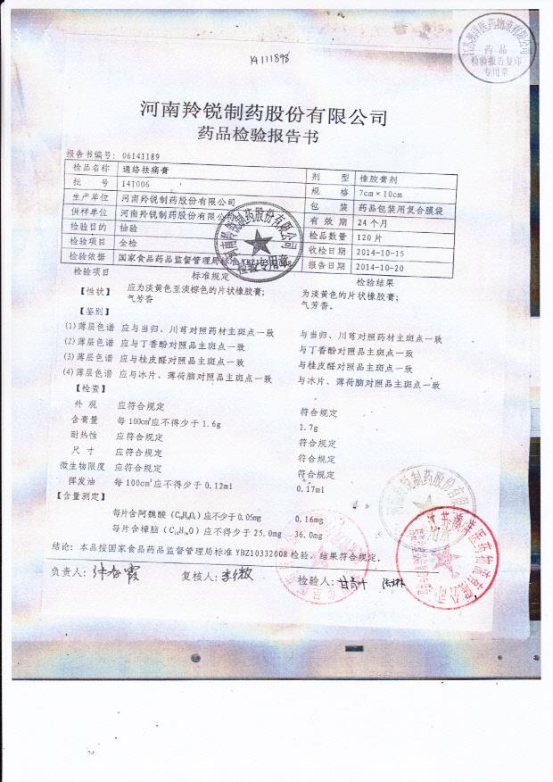 141006通络祛痛膏