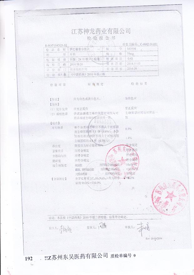 141016罗红霉素分散片