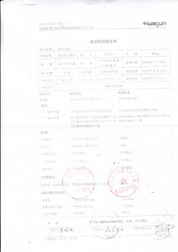 141103缬沙坦分散片