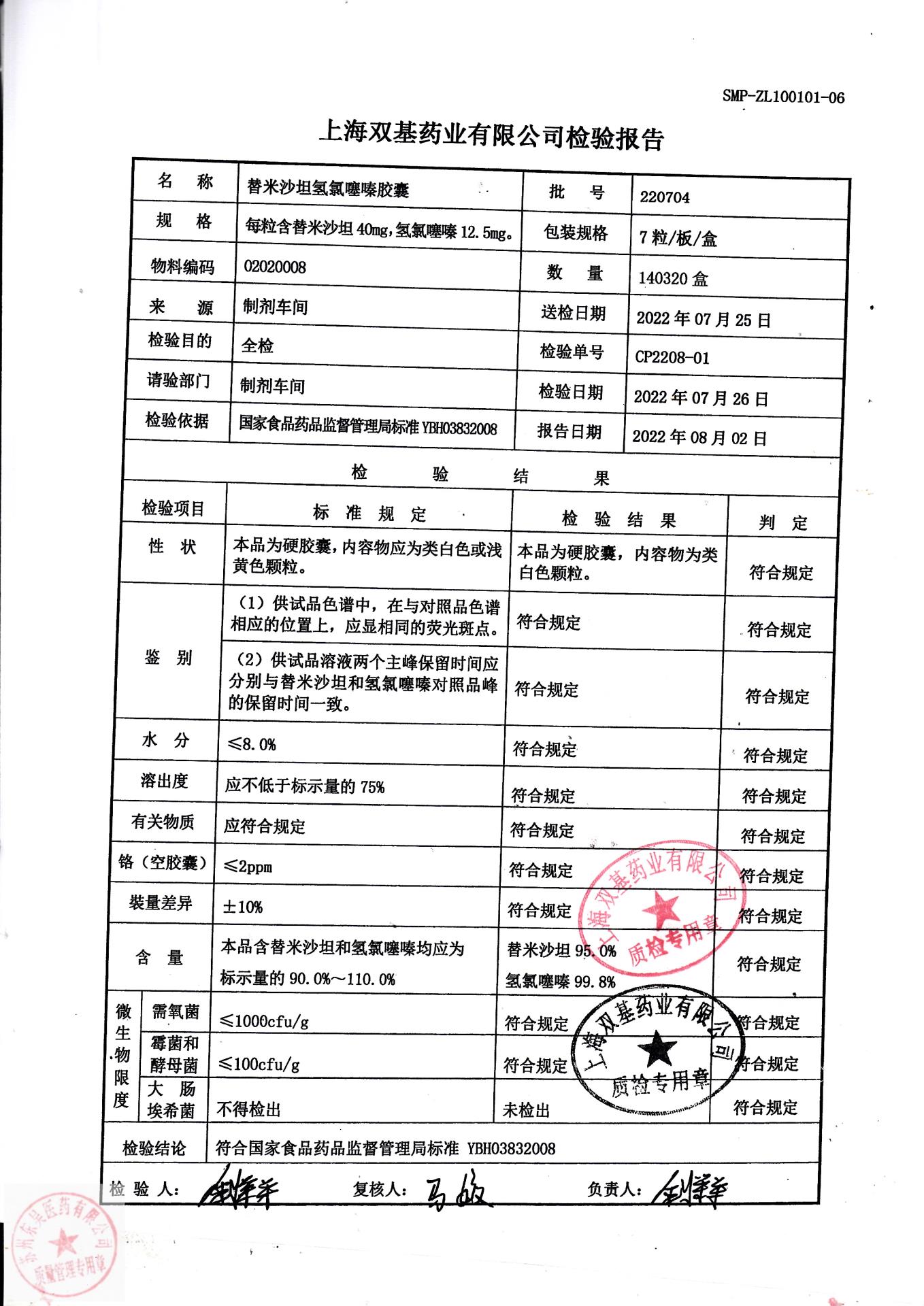 220704替米沙坦氢氯噻嗪片