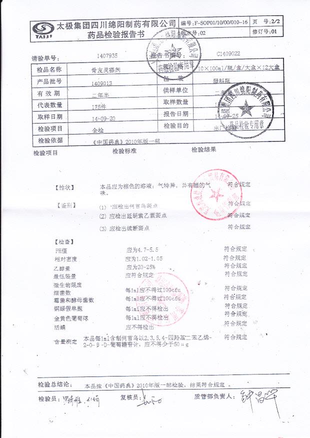 1409013骨友灵搽剂