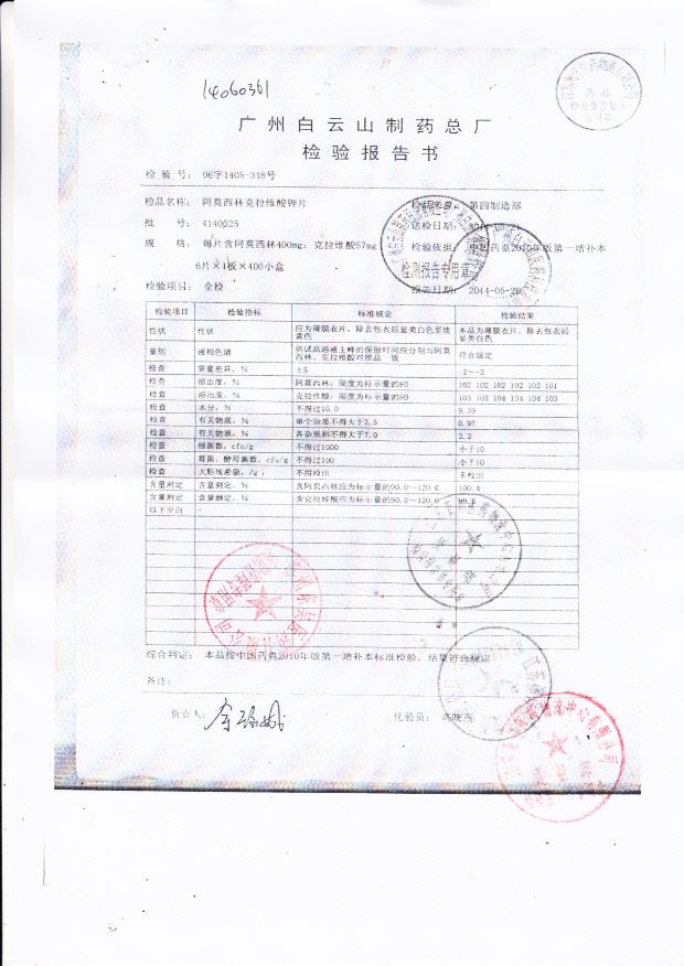 4140025阿莫西林克拉维酸钾片