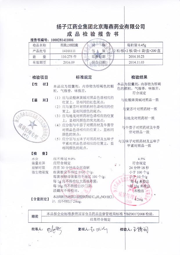 14101111苏黄止咳胶囊