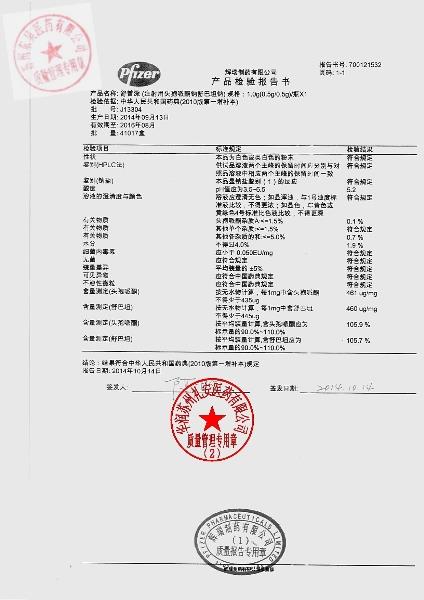 J13304注射用头孢哌酮钠舒巴坦钠