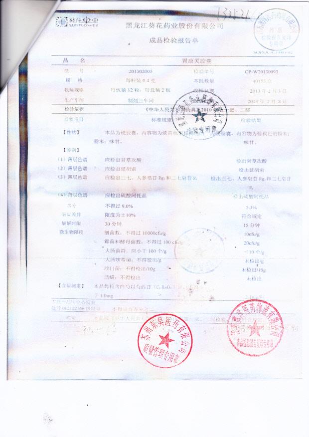 201302005胃康宁胶囊