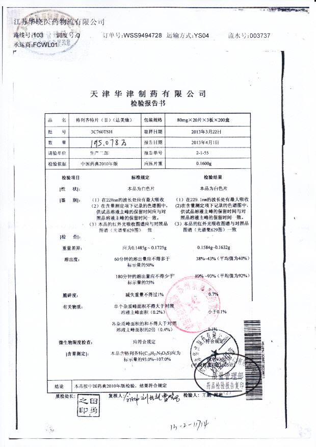 3C760TSH格列齐特片