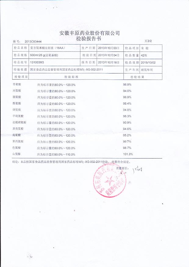 131003M3复方氨基酸注射液（18AA）