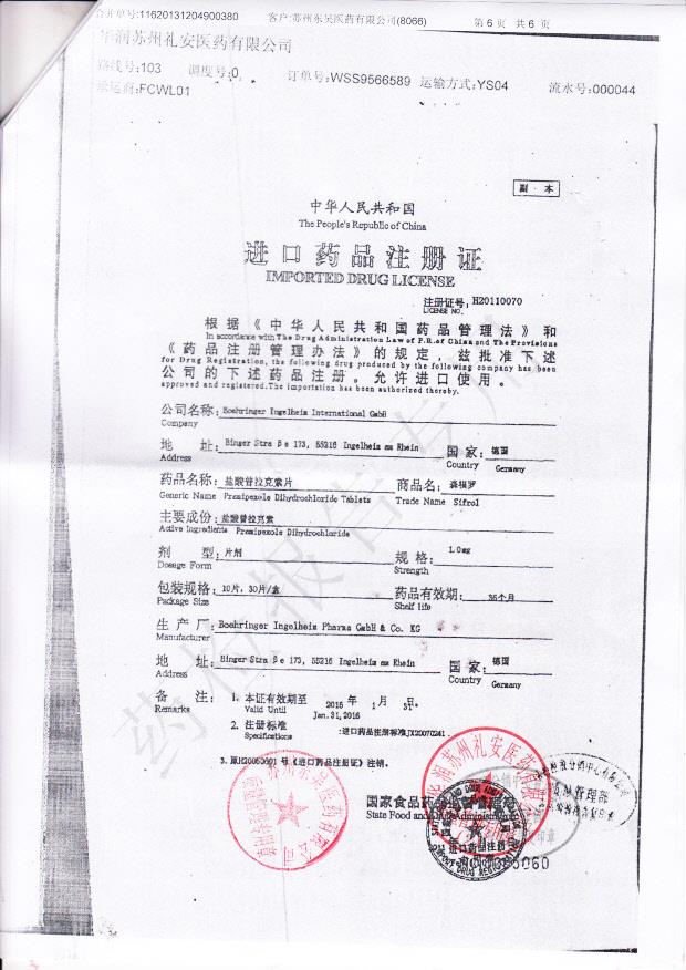 301778盐酸普拉克索片6