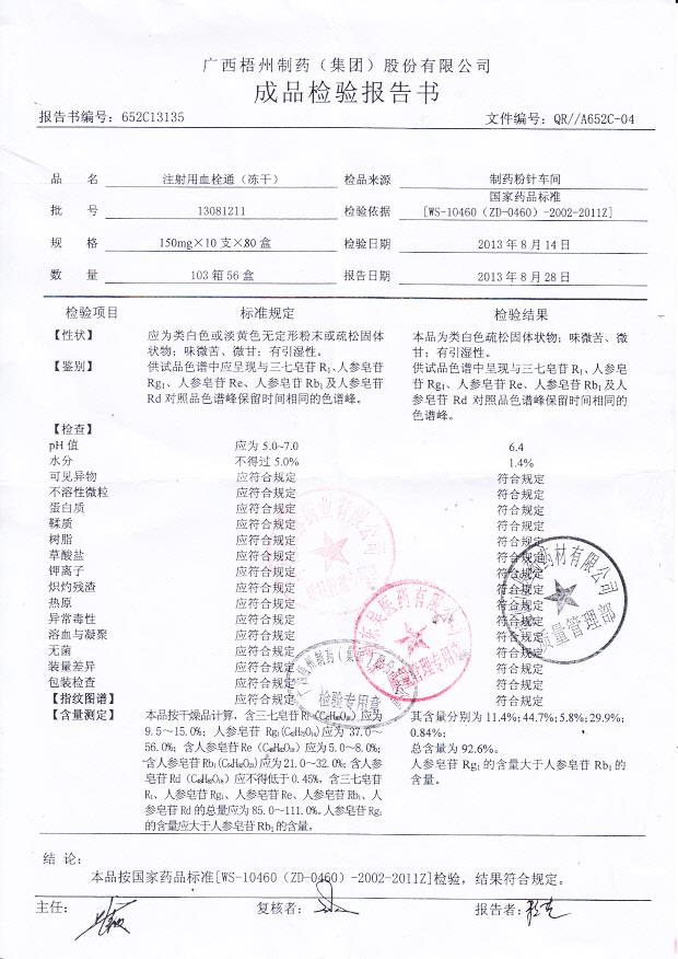 13081211注射用血塞通