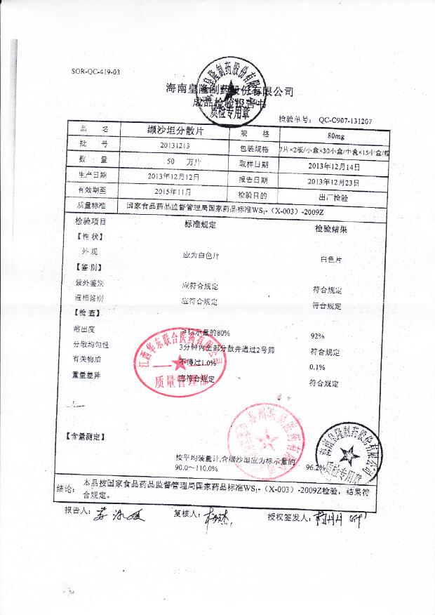 20131213纈沙坦分散片