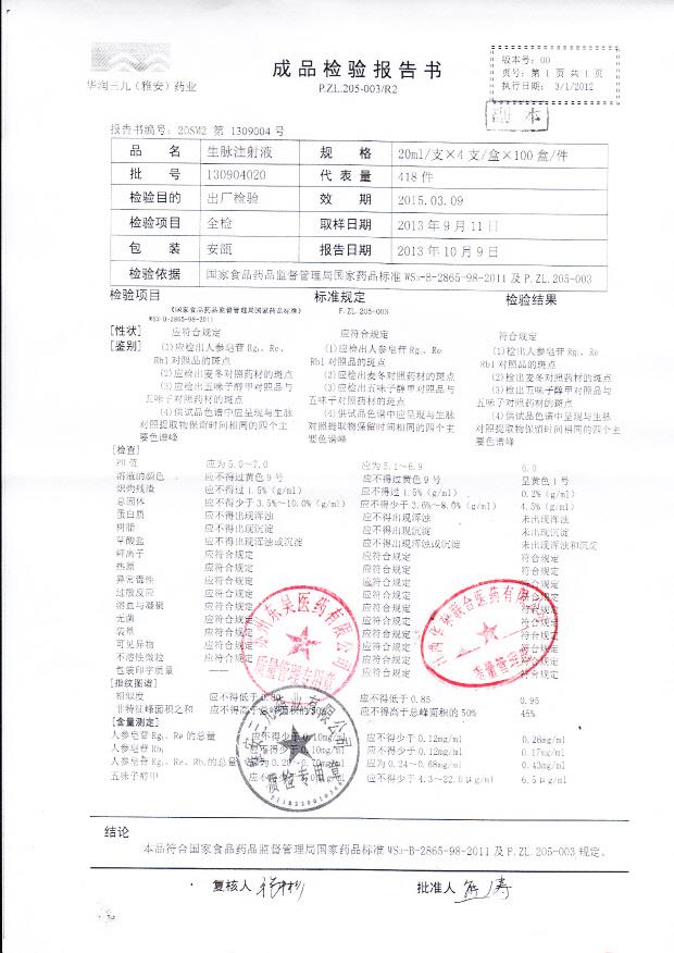 130904020生脉注射液