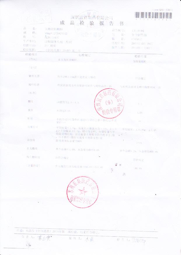 A20131037头孢克肟颗粒