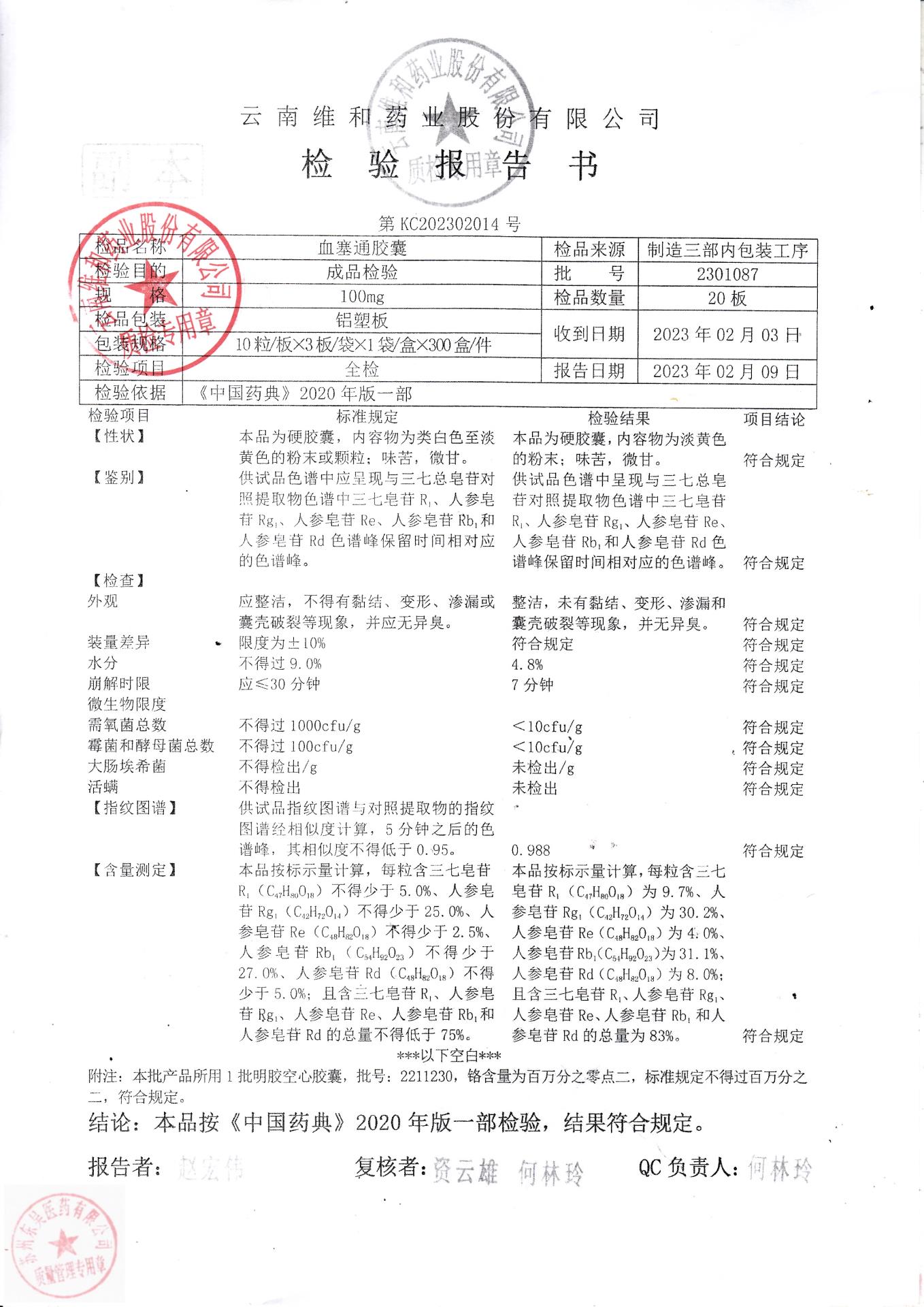 2301087血塞通胶囊1