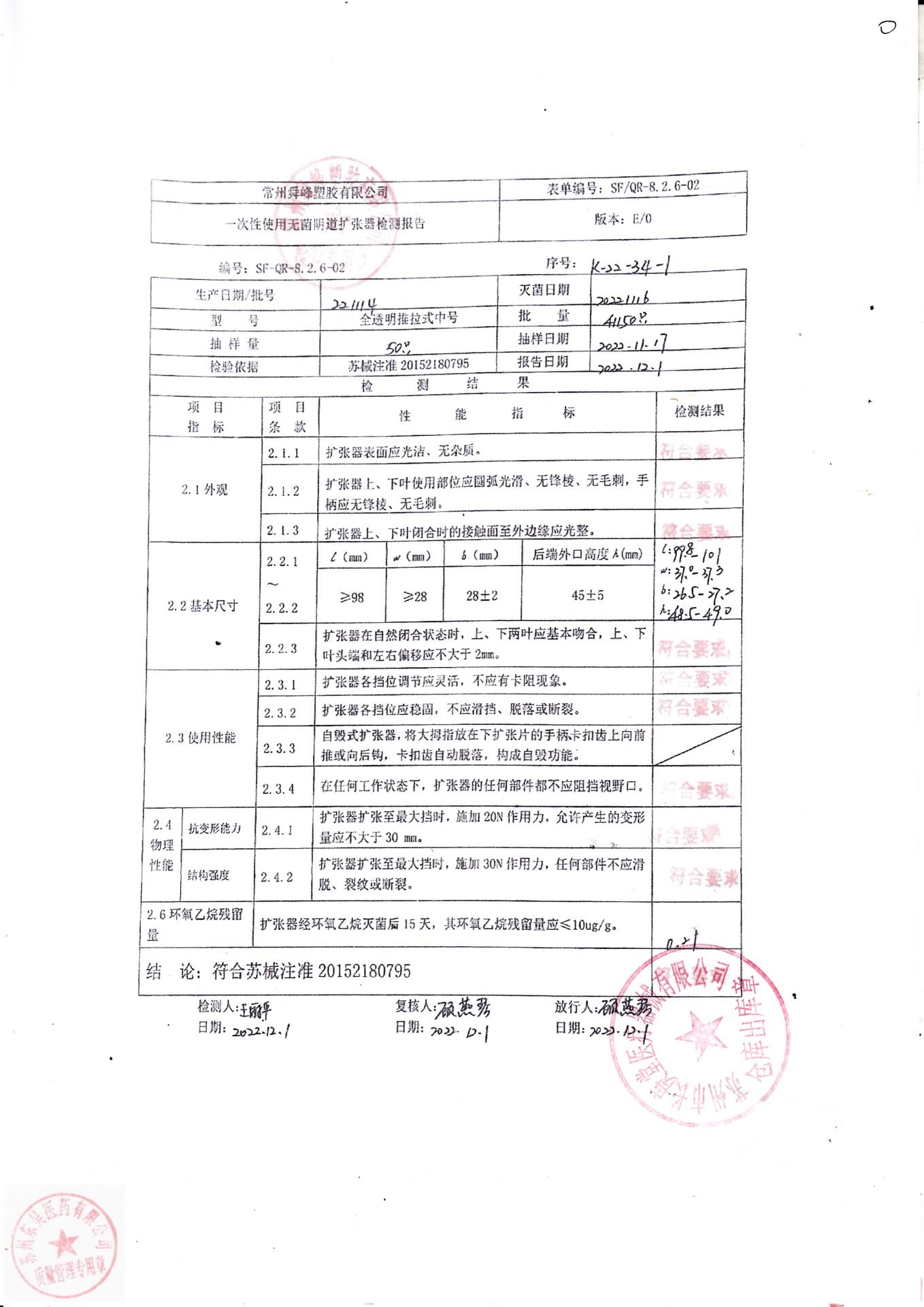 221114常州瞬丰一次性使用无菌阴道扩张器