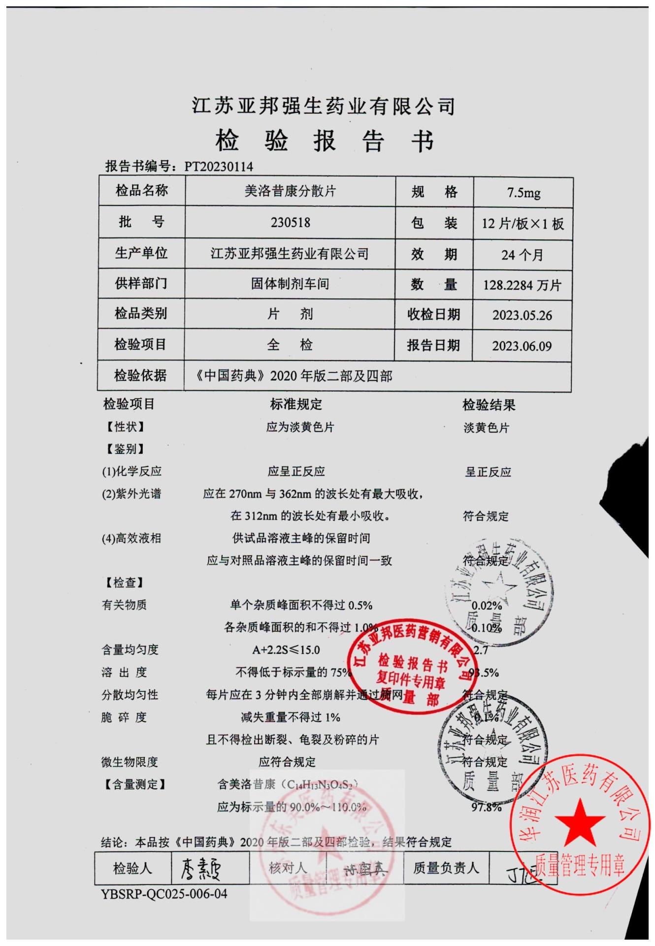 230518美洛昔康分散片