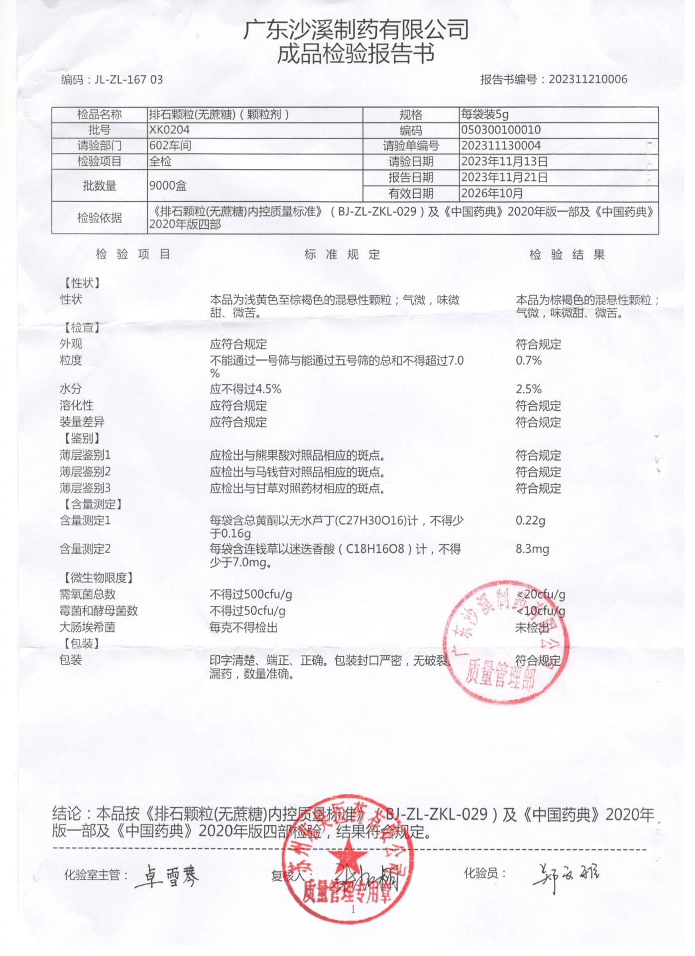 XK0204排石颗粒（无蔗糖）