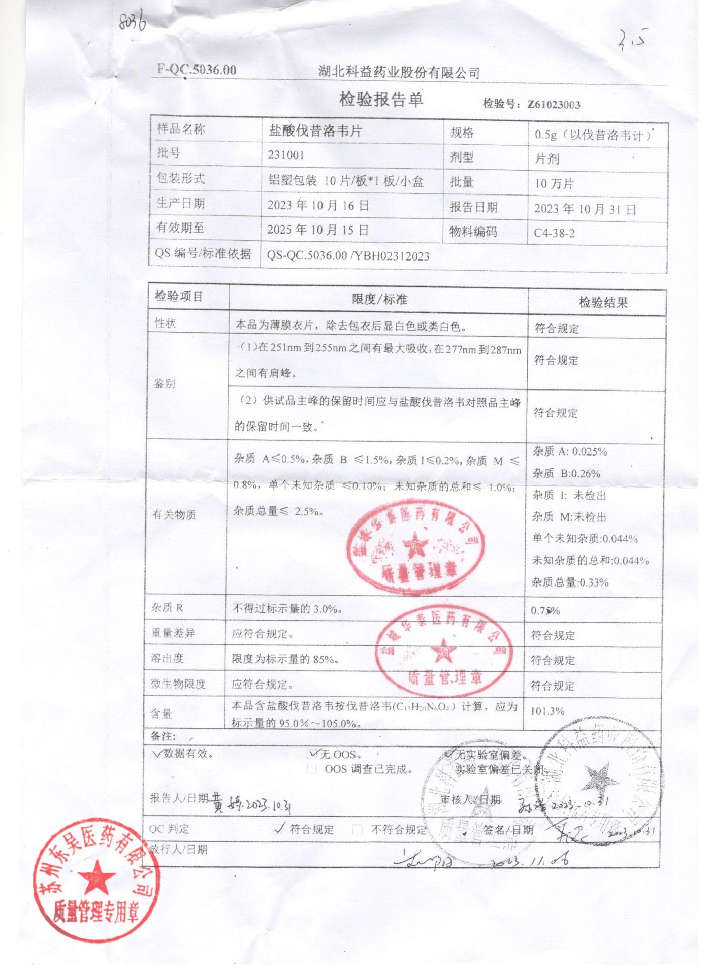 231001盐酸伐昔洛韦片