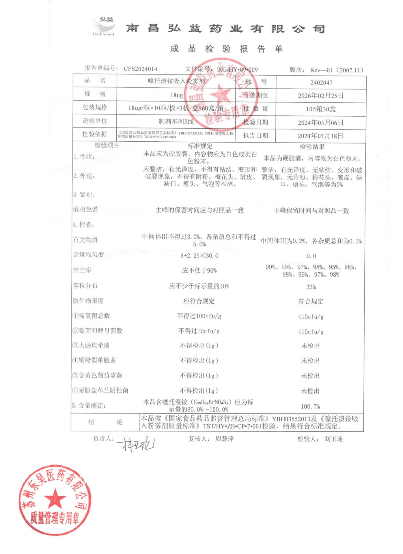2402047噻托溴铵吸入粉雾剂