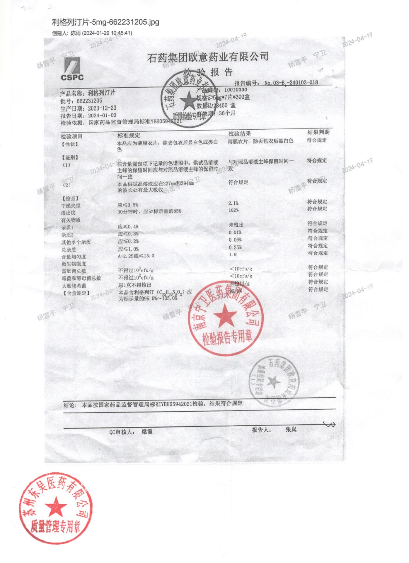 662231205利格列汀片