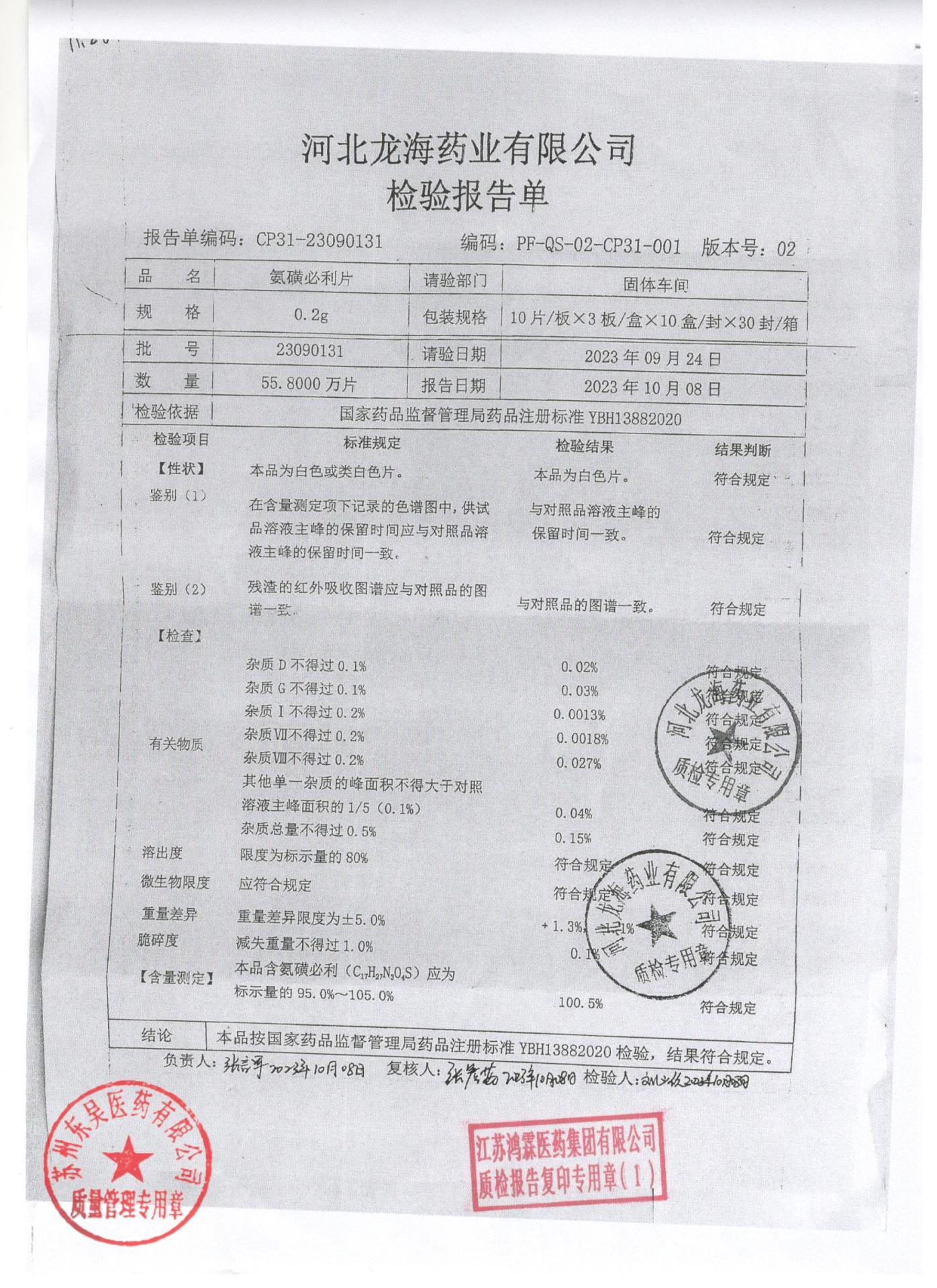 23090131氨磺必利片